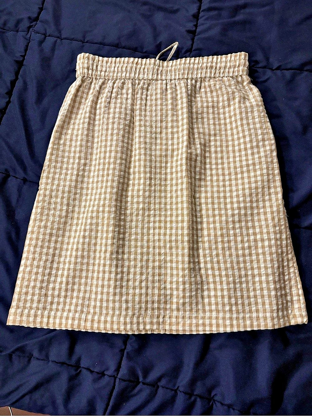 Studio West Apparel Gingham A-Line Skirt in Brown & White Size Medium - Picture 2 of 4